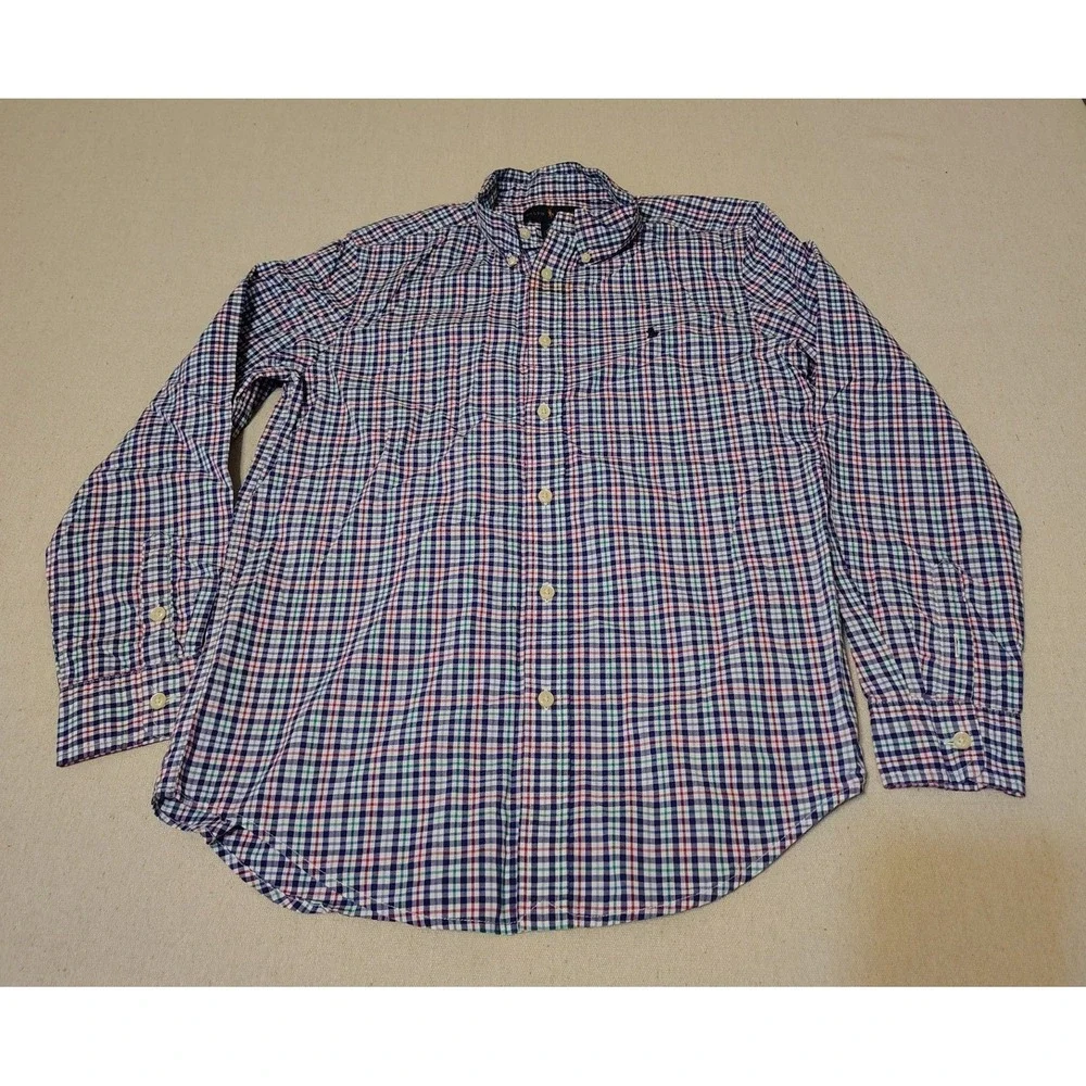 Ralph Lauren Kids Gingham Button Down Shirt‎ Long Sleeve Size L 14-16 12